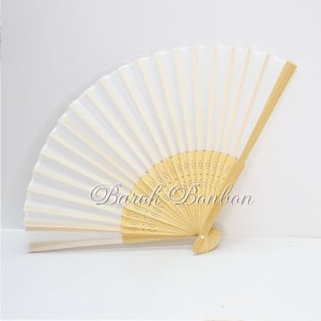 AHŞAP BEYAZ KUMAŞ KAPLI YELPAZE 10 ADET
