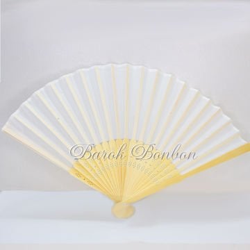 AHŞAP BEYAZ KUMAŞ KAPLI YELPAZE 10 ADET