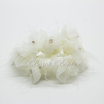 TÜYLÜ TAŞLI ORGANZE KREM ÇİÇEK 50 ADET