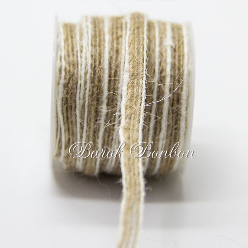 6 MM KREM ÇİZGİLİ JÜT KURDELE 10 METRE