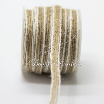 6 MM KREM ÇİZGİLİ JÜT KURDELE 10 METRE