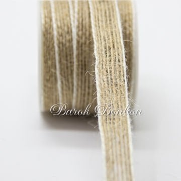 12 MM KREM ÇİZGİLİ JÜT KURDELE 10 METRE