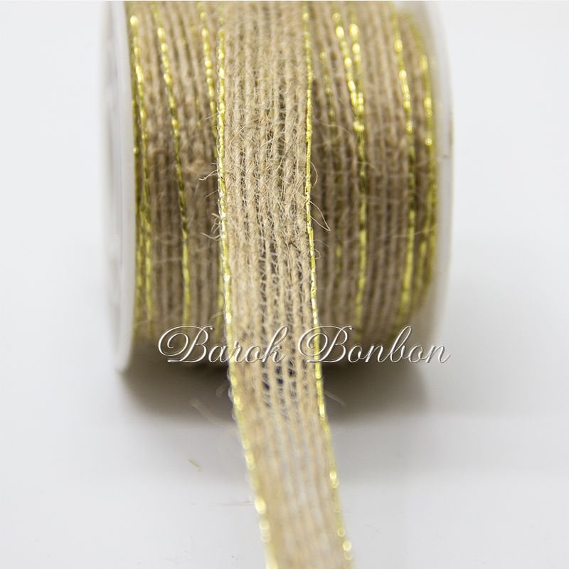 12 MM ALTIN ÇİZGİLİ JÜT KURDELE 10 METRE