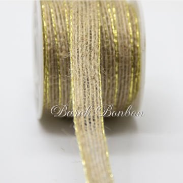 12 MM ALTIN ÇİZGİLİ JÜT KURDELE 10 METRE