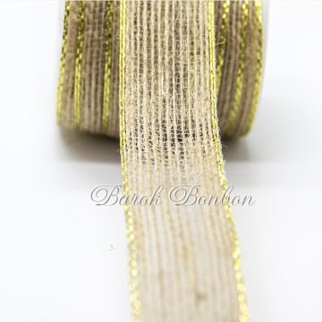 25 MM ALTIN ÇİZGİLİ JÜT KURDELE 10 METRE