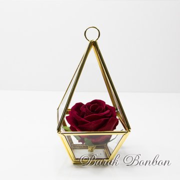 KARE PİRAMİT GÜL KUTUSU  GOLD