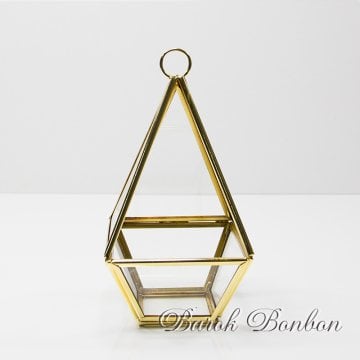 KARE PİRAMİT GÜL KUTUSU  GOLD