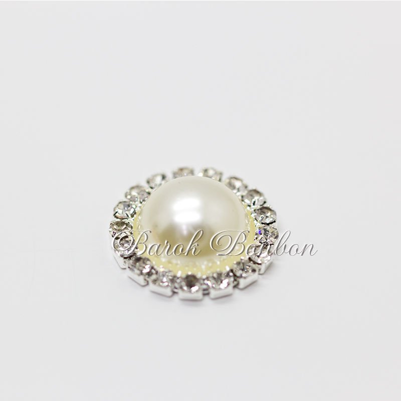 GÜMÜŞ SWAROVSKİ YUVARLAK KREM TAŞ 25 ADET
