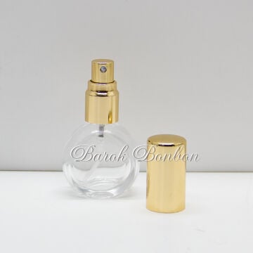 ALTIN SPREYLİ YUVARLAK CAM KOLONYA ŞİŞE 10 ML.