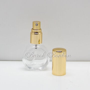 ALTIN SPREYLİ YUVARLAK CAM KOLONYA ŞİŞE 10 ML. 480 AD.