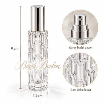 GÜMÜŞ SPREYLİ CAM KOLONYA ŞİŞE 10 ML.