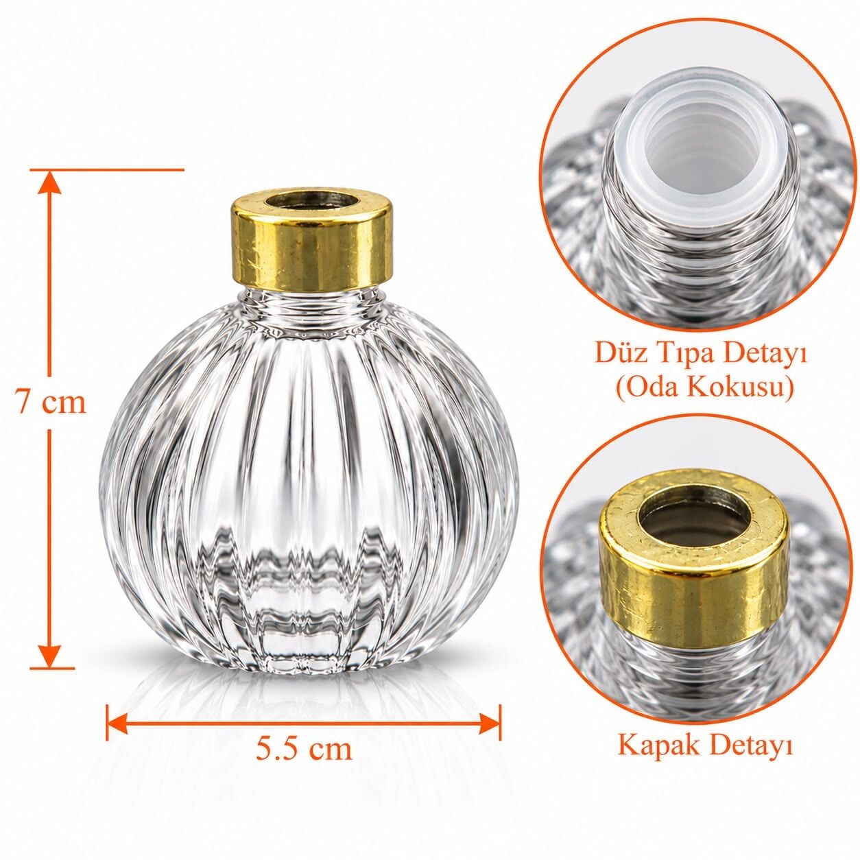 50 CC CAM ODA KOKUSU ŞİŞESİ ALTIN PLASTİK KAPAKLI 160 AD.