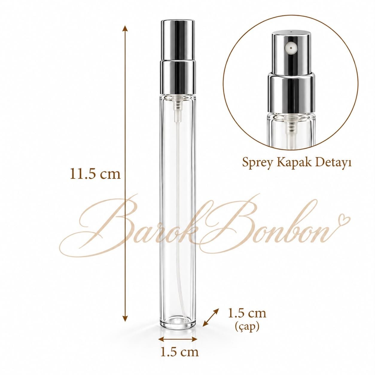 GÜMÜŞ SPREYLİ CAM KOLONYA ŞİŞE 10 ML.