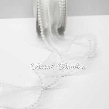 ŞİFON BEYAZ KURDELE İNCİLİ 9,5 METRE