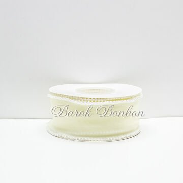 ŞİFON KREM KURDELE İNCİLİ 9,5 METRE