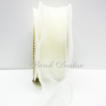 ŞİFON KREM KURDELE İNCİLİ 9,5 METRE