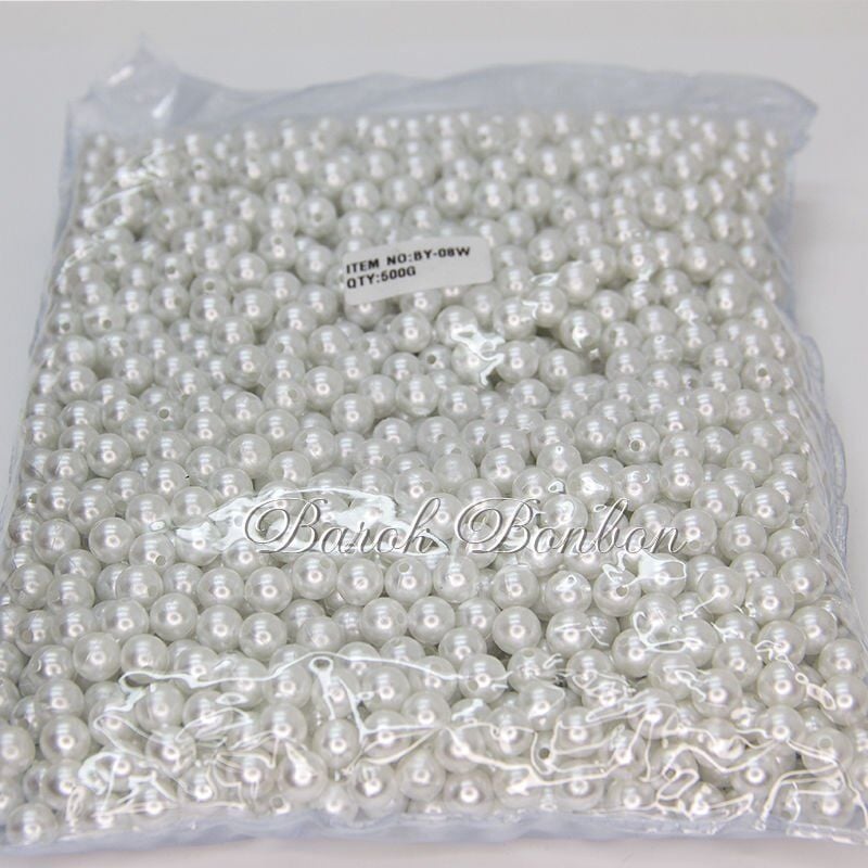 8 MM BEYAZ PLASTİK İNCİ BONCUK 500 GRAM