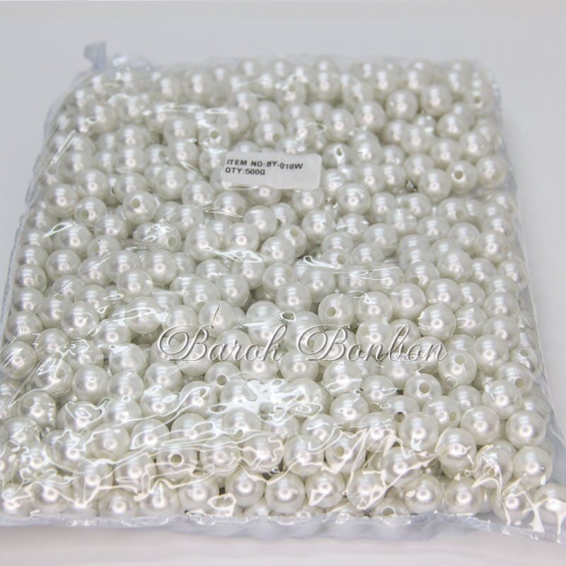 10 MM BEYAZ PLASTİK İNCİ BONCUK 500 GRAM