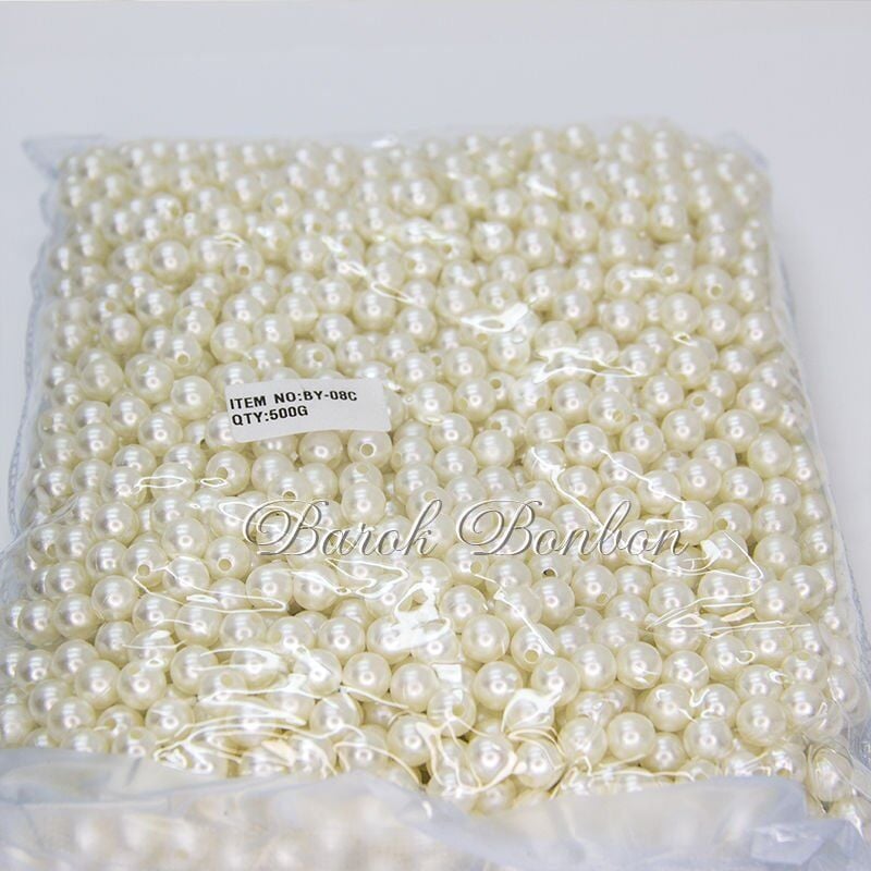 8 MM KREM PLASTİK İNCİ BONCUK 500 GRAM
