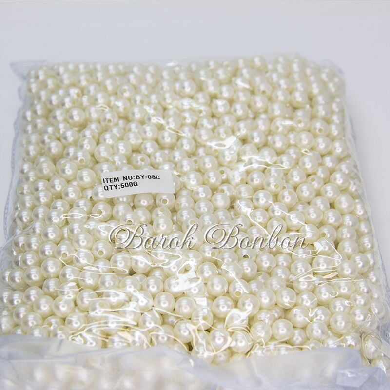 8 MM KREM PLASTİK İNCİ BONCUK 500 GRAM