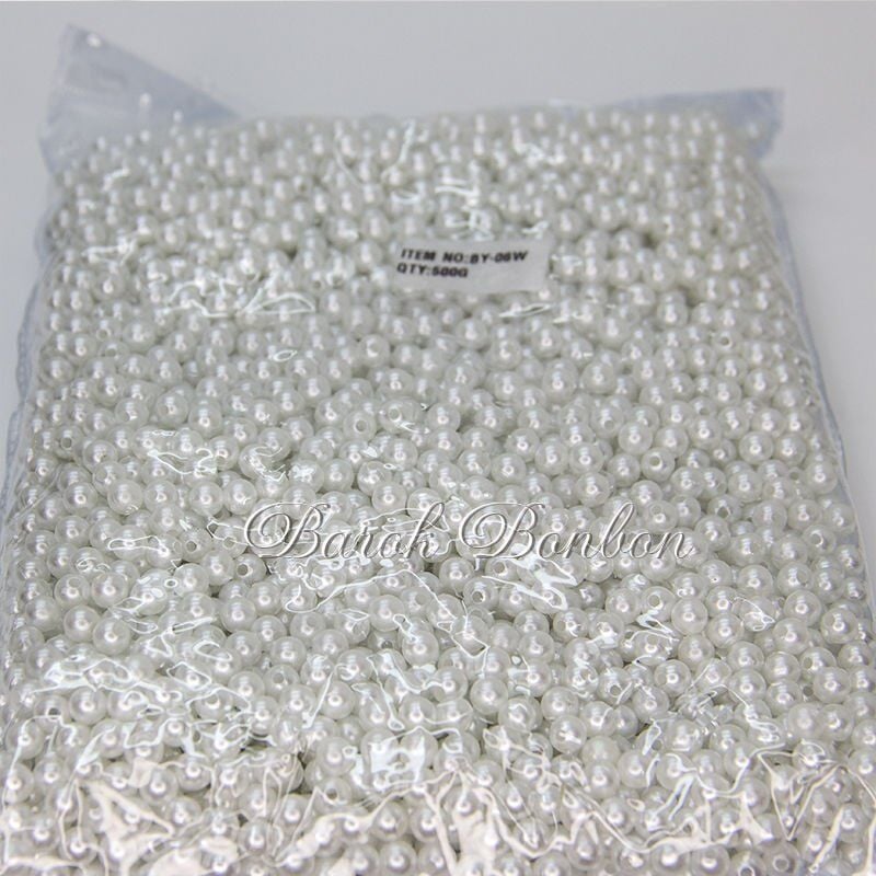 6 MM BEYAZ PLASTİK İNCİ BONCUK 500 GRAM