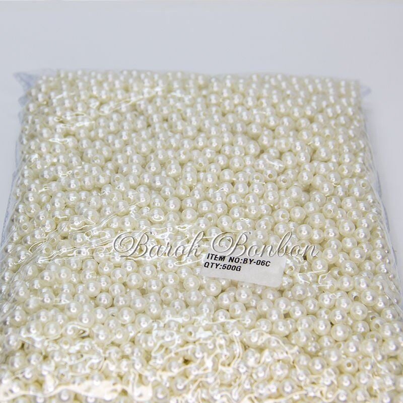 6 MM KREM PLASTİK İNCİ BONCUK 500 GRAM