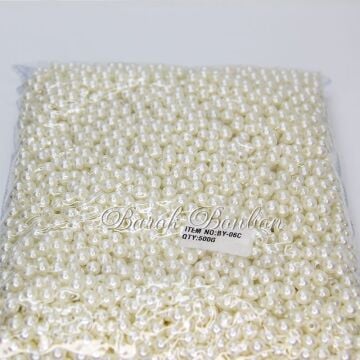 6 MM KREM PLASTİK İNCİ BONCUK 500 GRAM