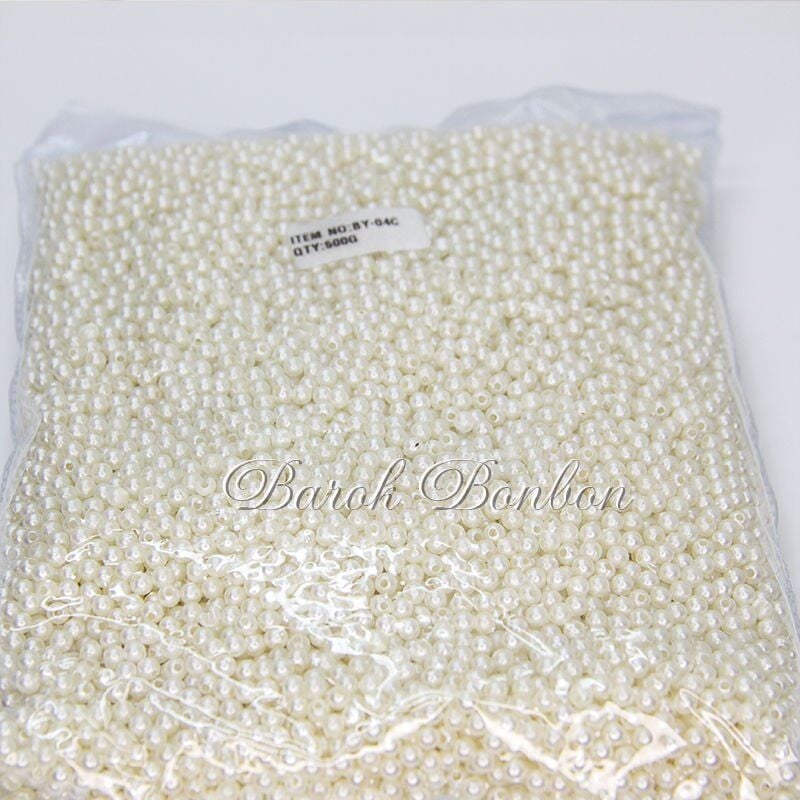 4 MM KREM PLASTİK İNCİ BONCUK 500 GRAM