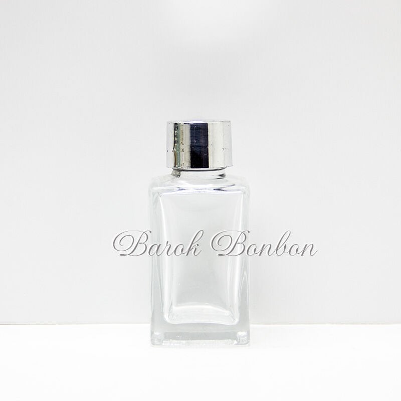 50 CC CAM KOLONYA ŞİŞESİ GÜMÜŞ PLASTİK KAPAKLI