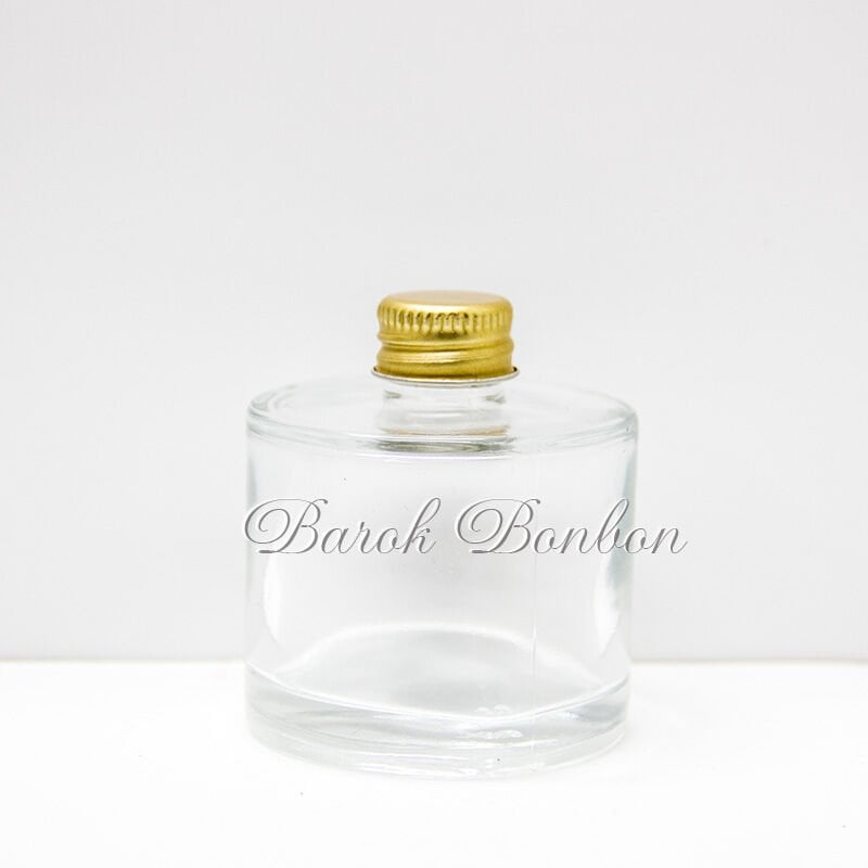 50 CC CAM KOLONYA ŞİŞESİ ALTIN METAL KAPAKLI