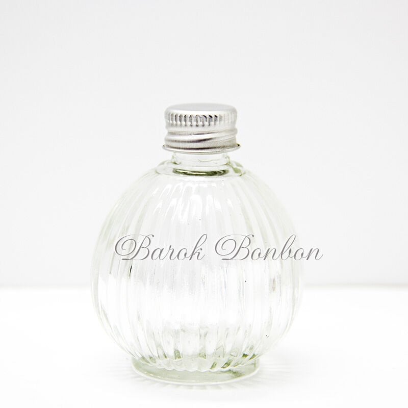 50 CC CAM ÇİZGİLİ KOLONYA ŞİŞESİ GÜMÜŞ METAL KAPAKLI