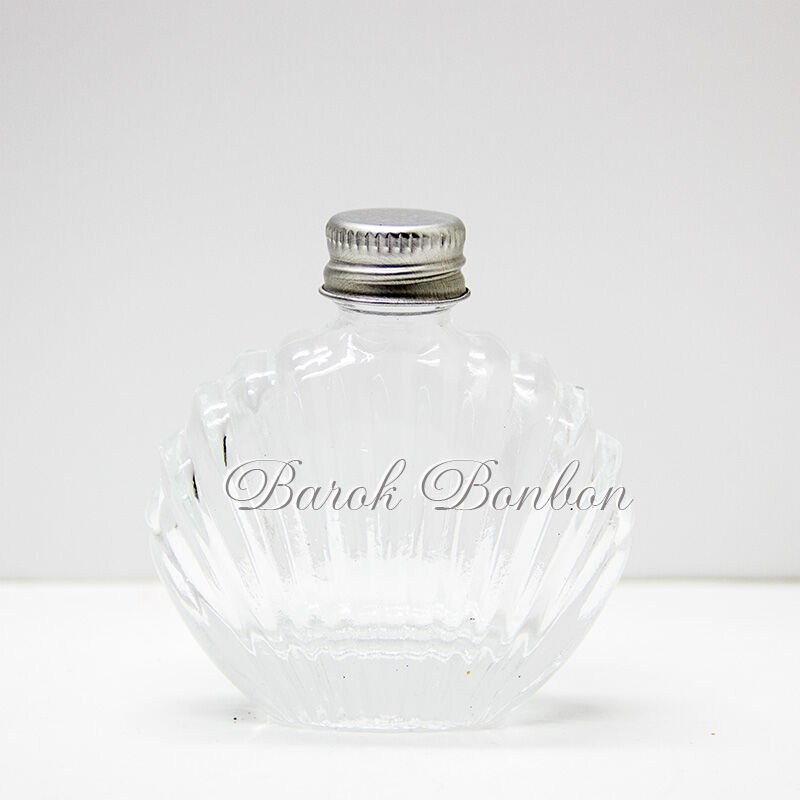 50 CC MİDYE  KOLONYA ŞİŞESİ GÜMÜŞ METAL KAPAKLI