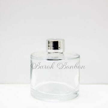 50 CC CAM YUVARLAK KOLONYA ŞİŞESİ GÜMÜŞ PLASTİK KAPAKLI