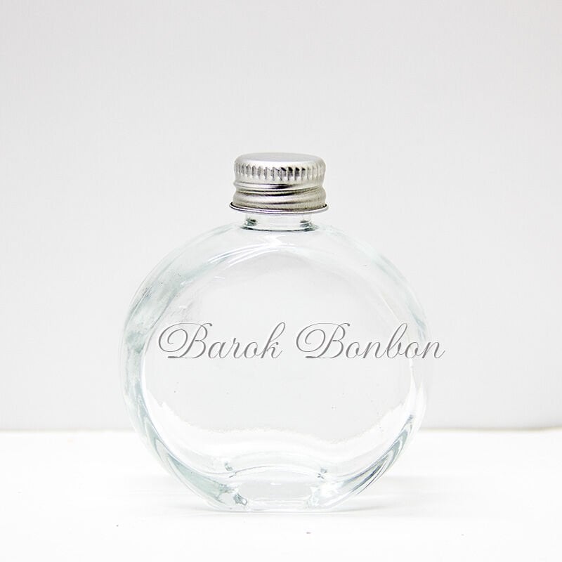 50 CC CAM  KOLONYA ŞİŞESİ GÜMÜŞ METAL KAPAKLI