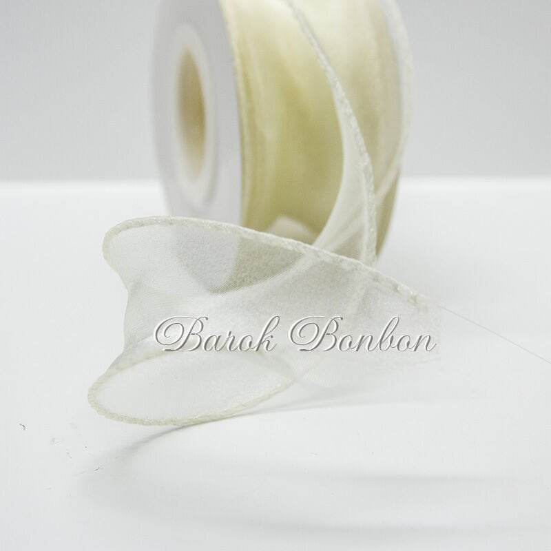 ŞİFON KREM KURDELE KENARI MİSİNALI 9 METRE