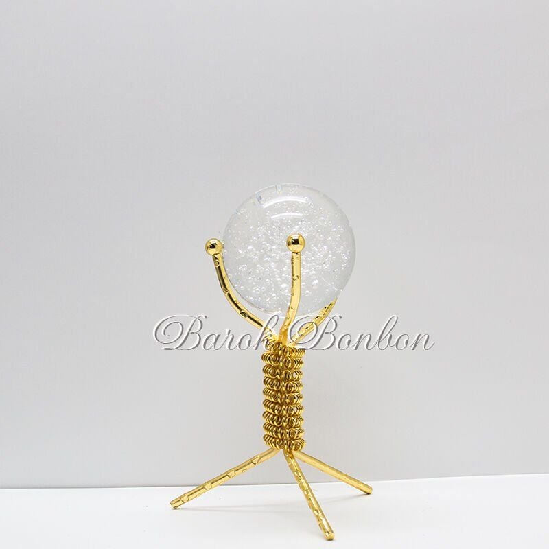 DEKORATİF İKİLİ METAL AYAKLI KRİSTAL TOP