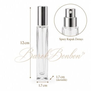 GÜMÜŞ SPREYLİ CAM KOLONYA ŞİŞE 10 ML.