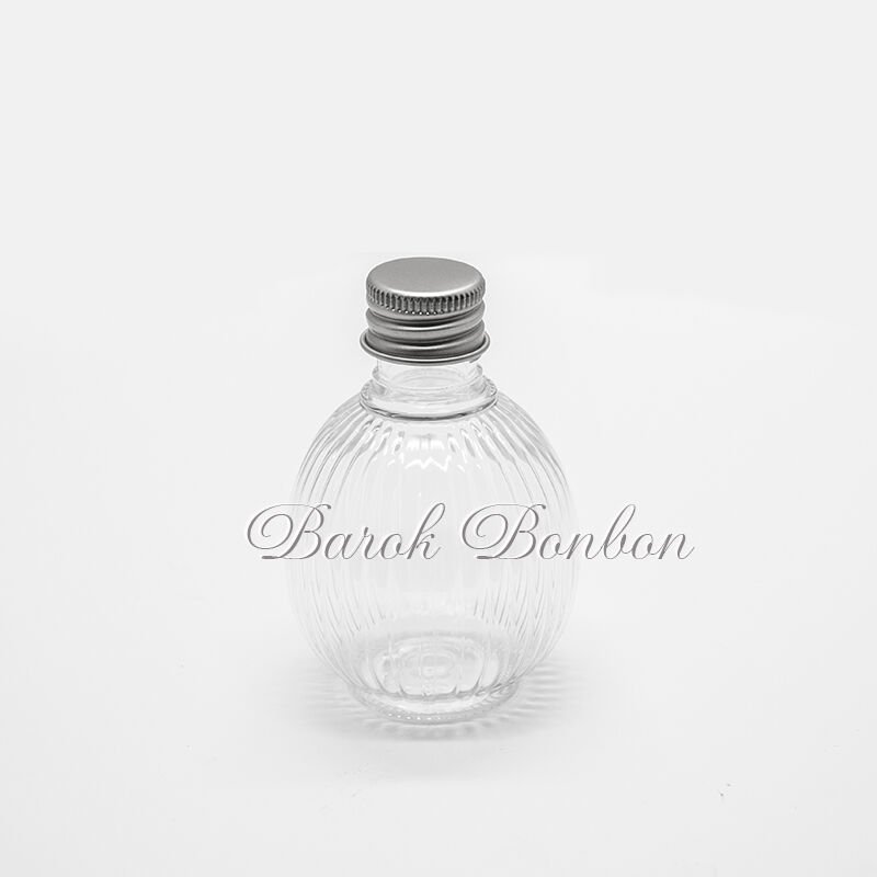 GÜMÜŞ METAL KAPAK PLASTİK  KOLONYA ŞİŞESİ 50 cc