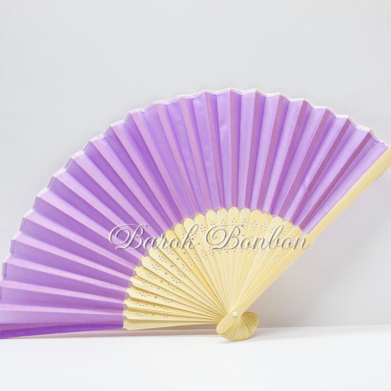 AHŞAP LİLA KUMAŞ KAPLI YELPAZE 10 ADET