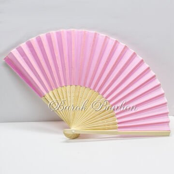 AHŞAP PEMBE KUMAŞ KAPLI YELPAZE 10 ADET