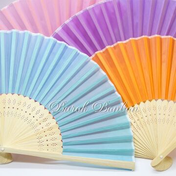 AHŞAP PEMBE KUMAŞ KAPLI YELPAZE 10 ADET