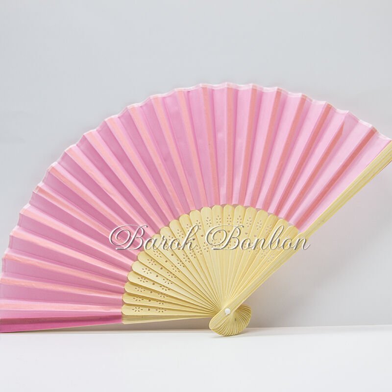 AHŞAP PEMBE KUMAŞ KAPLI YELPAZE 10 ADET