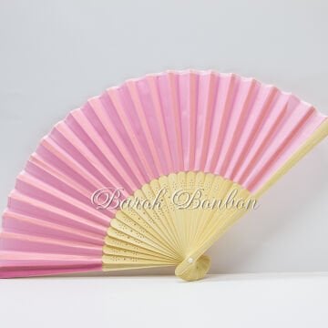 AHŞAP PEMBE KUMAŞ KAPLI YELPAZE 10 ADET