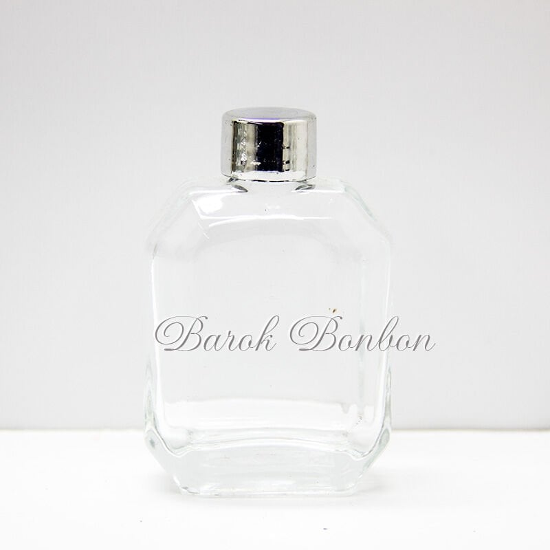 50 CC SEKİZGEN CAM KOLONYA ŞİŞESİ GÜMÜŞ