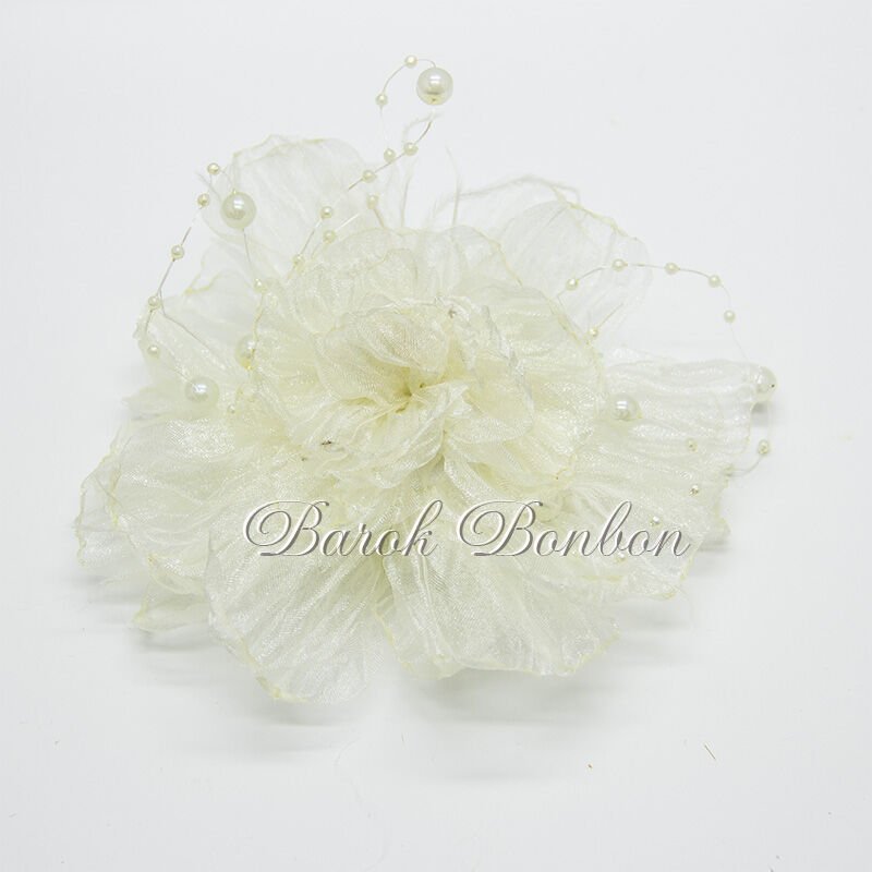 ŞİFON KREM İNCİLİ BOHÇA SÜSÜ