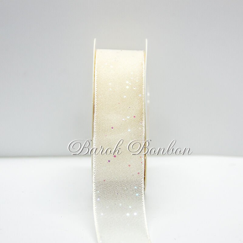 2,5 CM KREM ŞİFON PULLU 9,5 MT