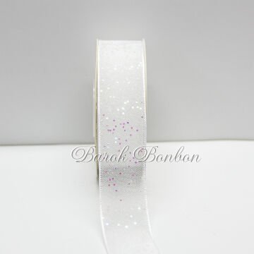 2,5 CM BEYAZ ŞİFON PULLU 9,5 MT