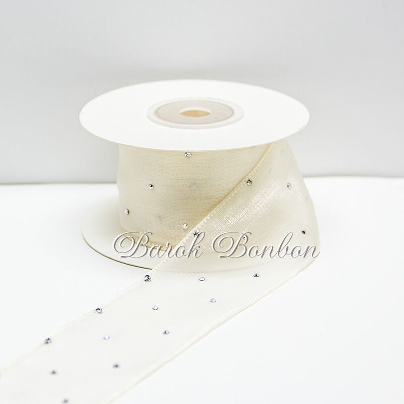 4 CM KREM ŞİFON TAŞLI 9,5 MT