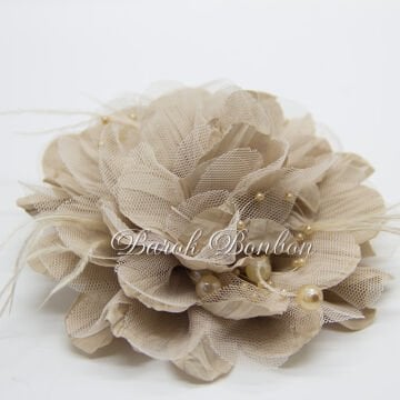 KUMAŞ KAPİÇİNO İNCİLİ BOHÇA SÜSÜ