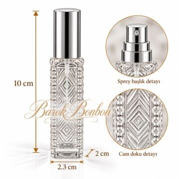 GÜMÜŞ SPREYLİ CAM KOLONYA ŞİŞE 10 ML.